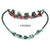 Assorted Colored Turquoised Beads And Hematite Barbell Beads Choker Collar Fashion Necklace